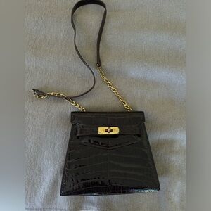 Vintage Retta Wolff Alligator Embossed Leather dark brown